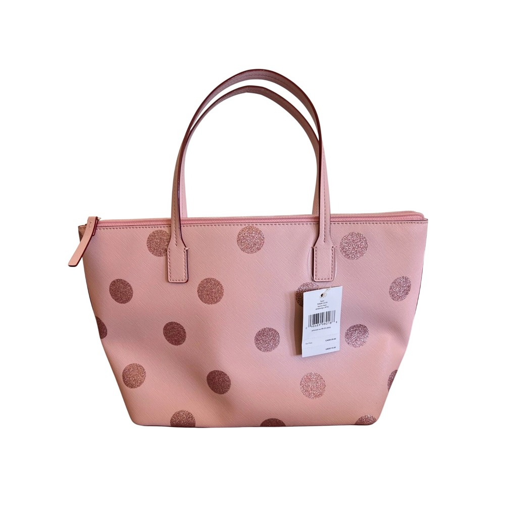 Kate Spade‎ Haven Tote Bag Pink Glitter Polka Dot Leather